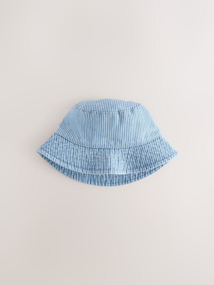 Blue/White Railway Stripe Bucket Hat (3mths-13yrs)