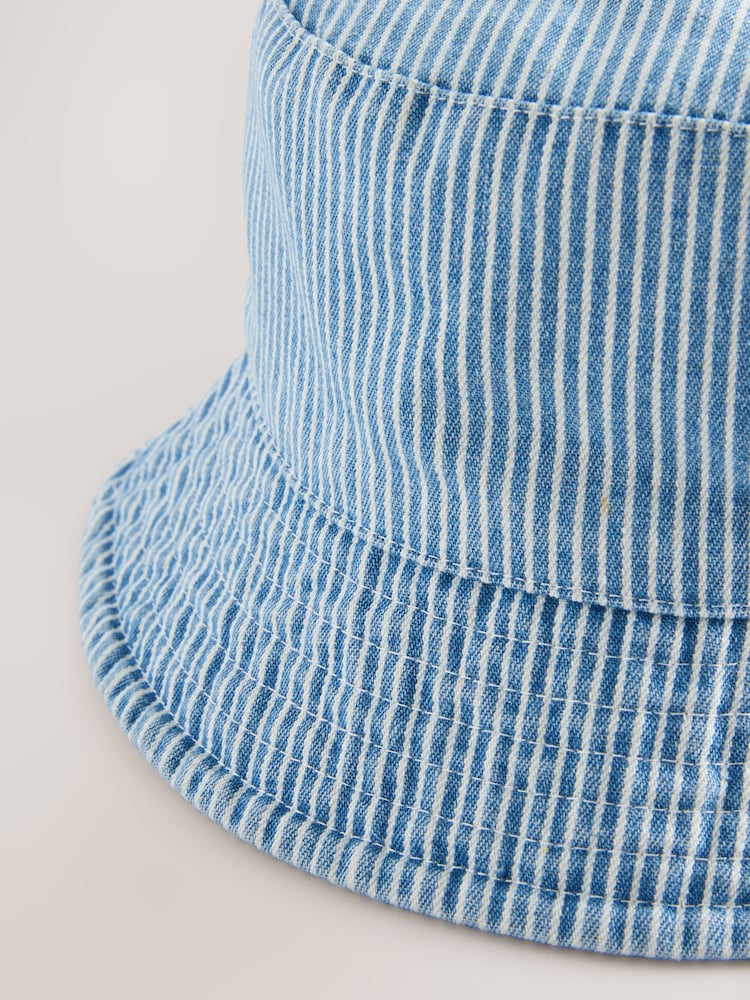Blue/White Railway Stripe Bucket Hat (3mths-13yrs)