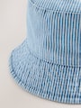 Blue/White Railway Stripe Bucket Hat (3mths-13yrs) - Size 3-9 Months (62-74cm)