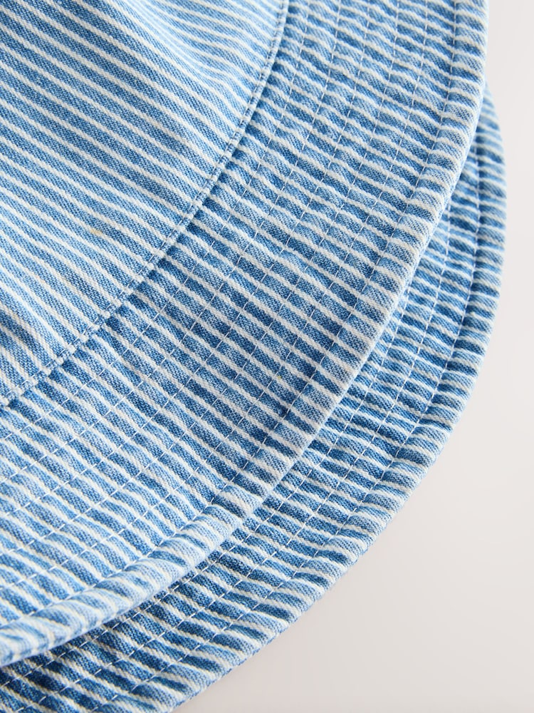Blue/White Railway Stripe Bucket Hat (3mths-13yrs)