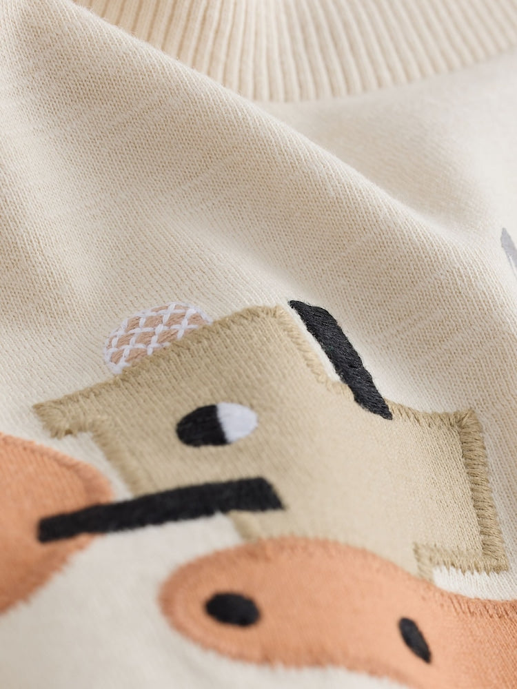 White Neutral Diggers Short Sleeve Appliqué T-Shirt (3mths-7yrs)