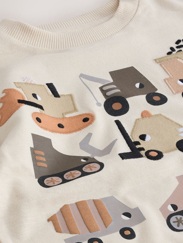 White Neutral Diggers Short Sleeve Appliqué T-Shirt (3mths-7yrs) - Size 3-6 Months (62-68cm)