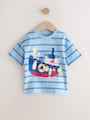 Blue Stripe Sealife Boat Short Sleeve Interactive T-Shirt (3mths-7yrs) - Size 3-6 Months (62-68cm)
