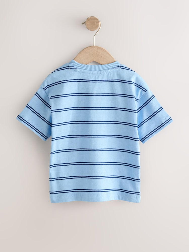 Blue Stripe Sealife Boat Short Sleeve Interactive T-Shirt (3mths-7yrs) - Size 3-6 Months (62-68cm)