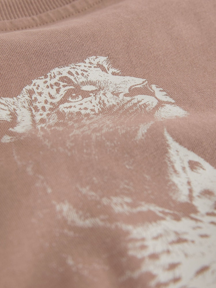 Neutral / Tan Wild Vibes Tiger Short Sleeve Back Print T-Shirt (3mths-7yrs)
