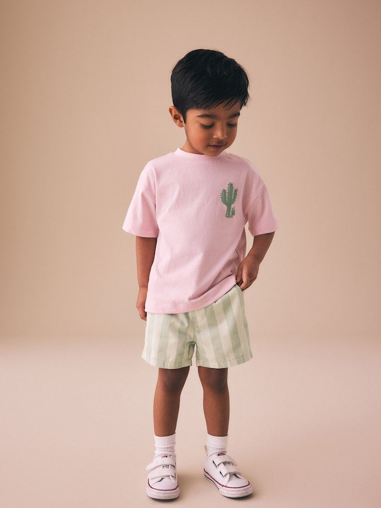 Light Pink/Mint Stripe Short Sleeve T-Shirt & Shorts Set (3mths-7yrs)