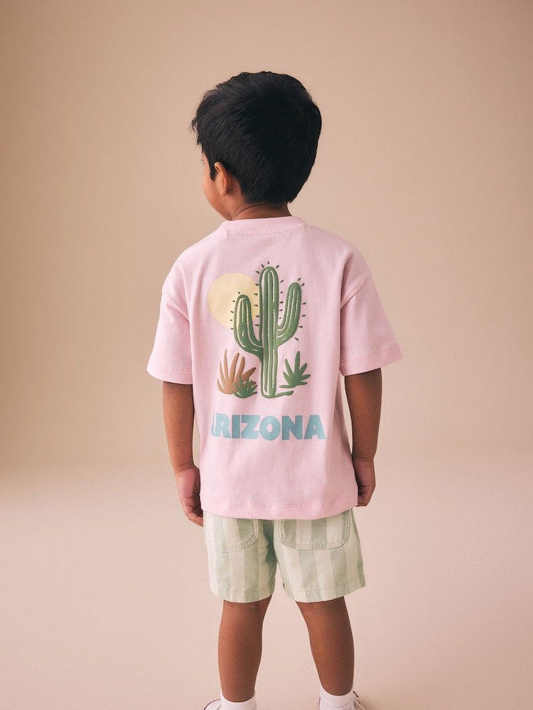 Light Pink/Mint Stripe Short Sleeve T-Shirt & Shorts Set (3mths-7yrs)