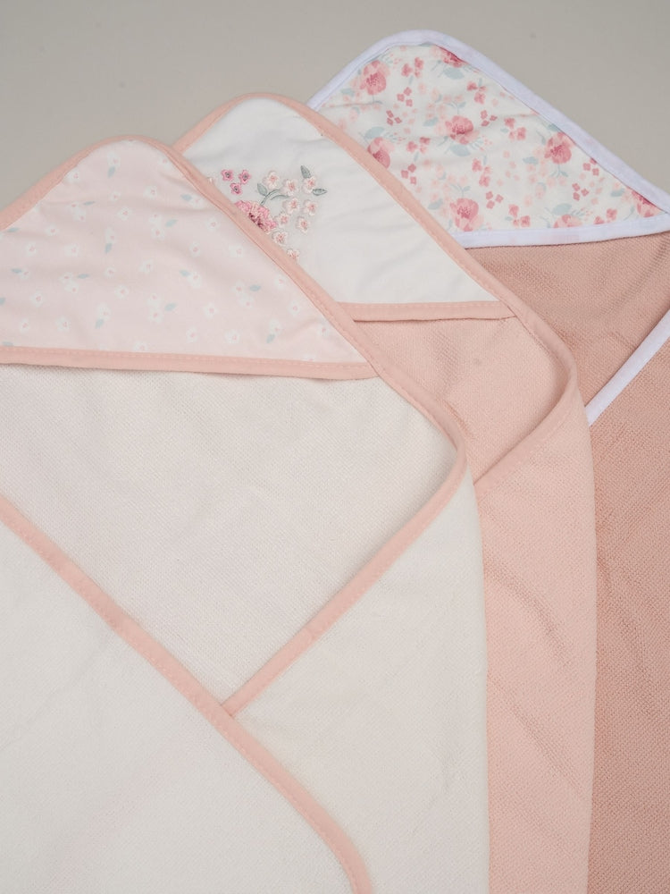 Rock-A-Bye Baby Boutique Light Pink Hooded Towels 3 Pack - Size One