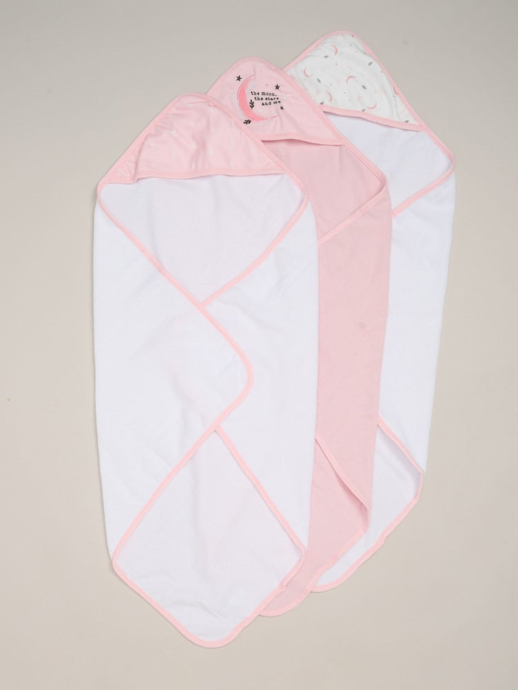 Rock-A-Bye Baby Boutique Pink Hooded Towels 3 Pack - Size One
