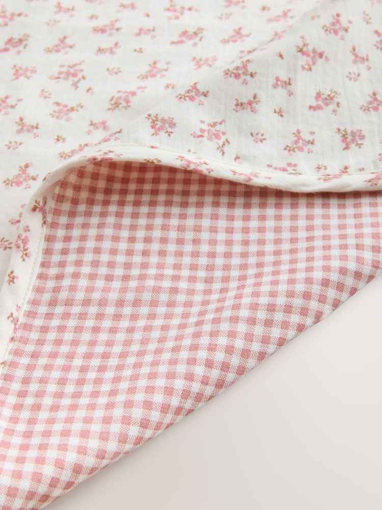 Pink Ditsy Floral Cotton Baby Muslin Blanket