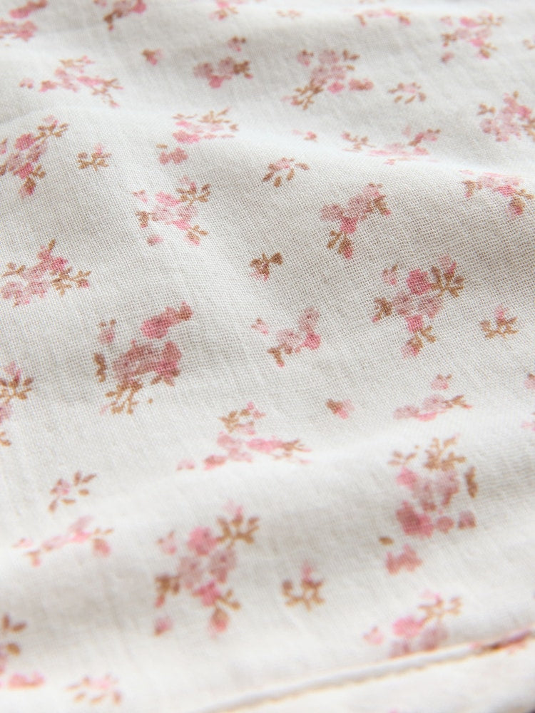 Pink Ditsy Floral Cotton Baby Muslin Blanket
