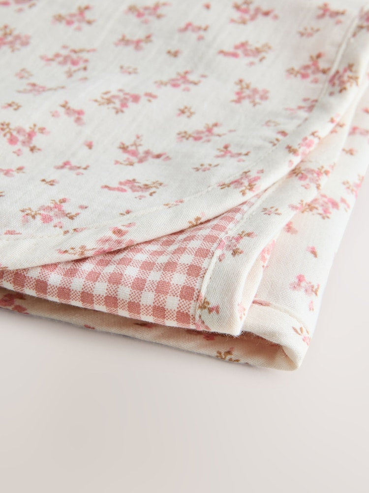Pink Ditsy Floral Cotton Baby Muslin Blanket