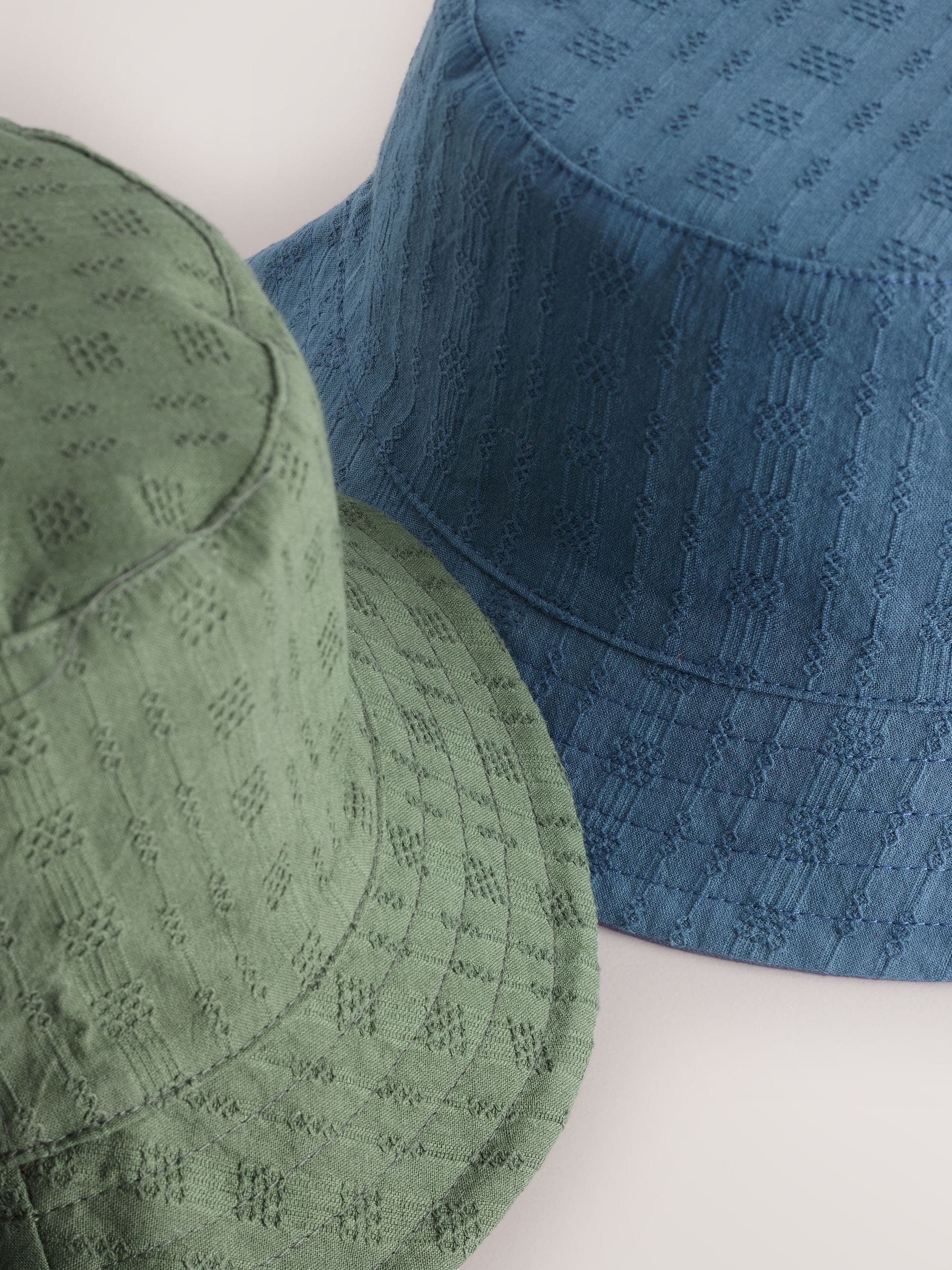 Khaki Green/Navy Blue Reversible Bucket Hats 2 Pack - Size S-M