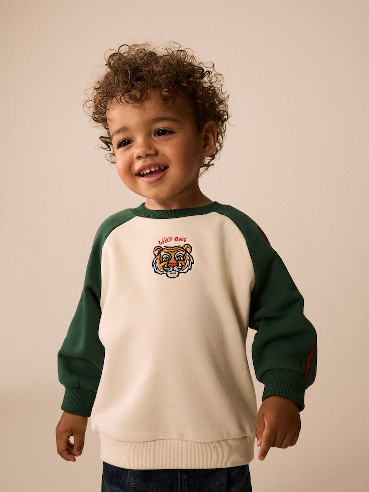 Green/White Printed Crew Neck Sweat Top (3mths-7yrs) - 12-18 Months (80-86cm)