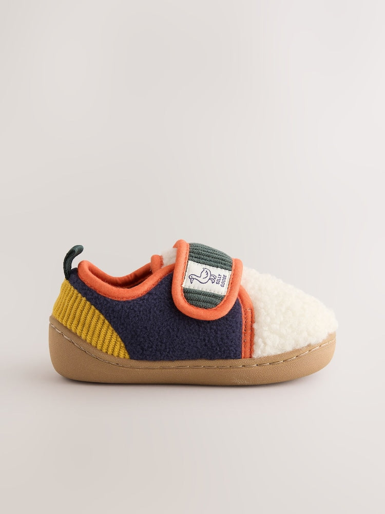 Neutral Colourblock Touch Fastening Cupsole Slippers