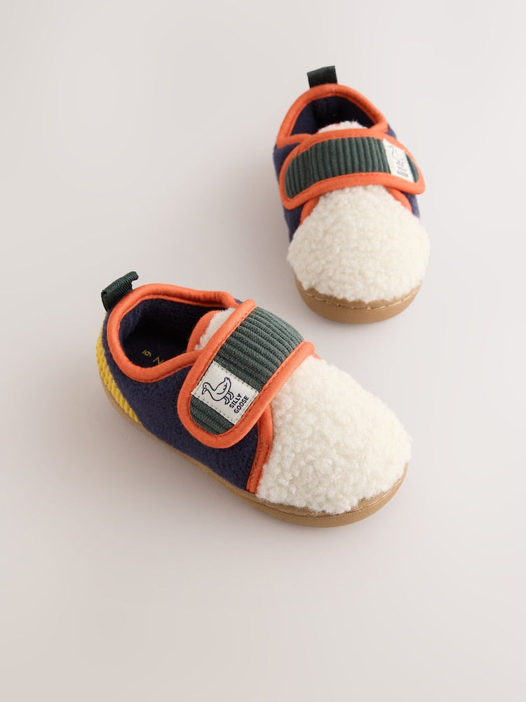 Neutral Colourblock Touch Fastening Cupsole Slippers