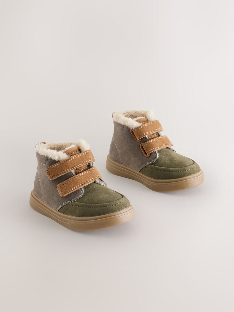 Grey Colourblock Standard Fit (F) Warm Lined Touch Fastening Boots - Size EU 20.5 (UK 4) - block
