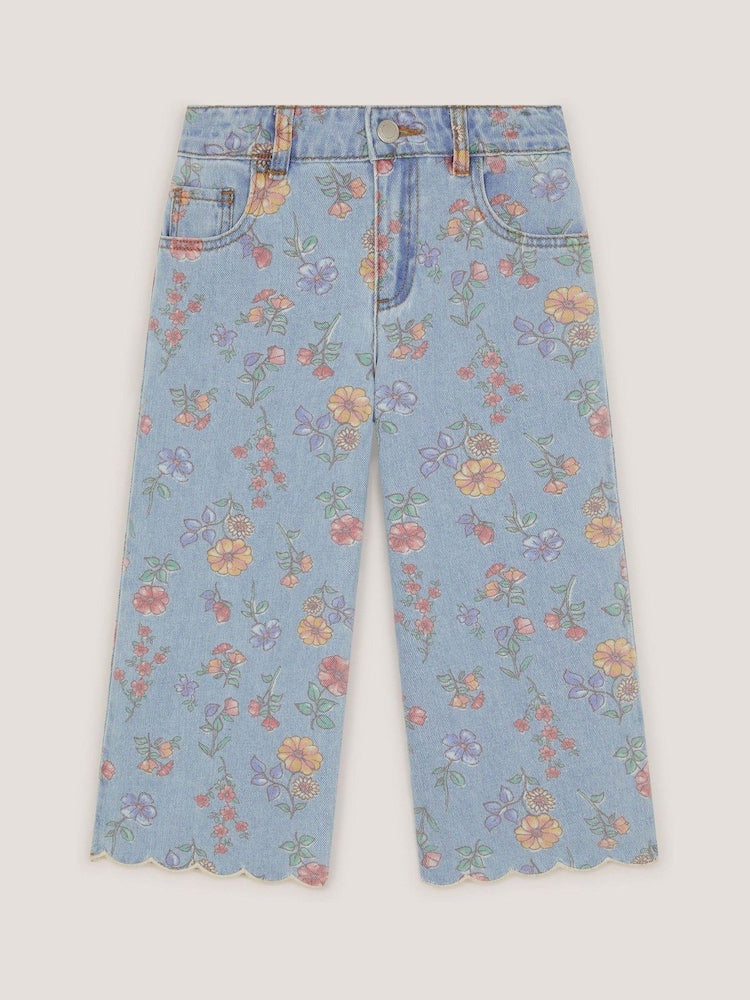 Monsoon Blue Floral Scallop Trim Jeans