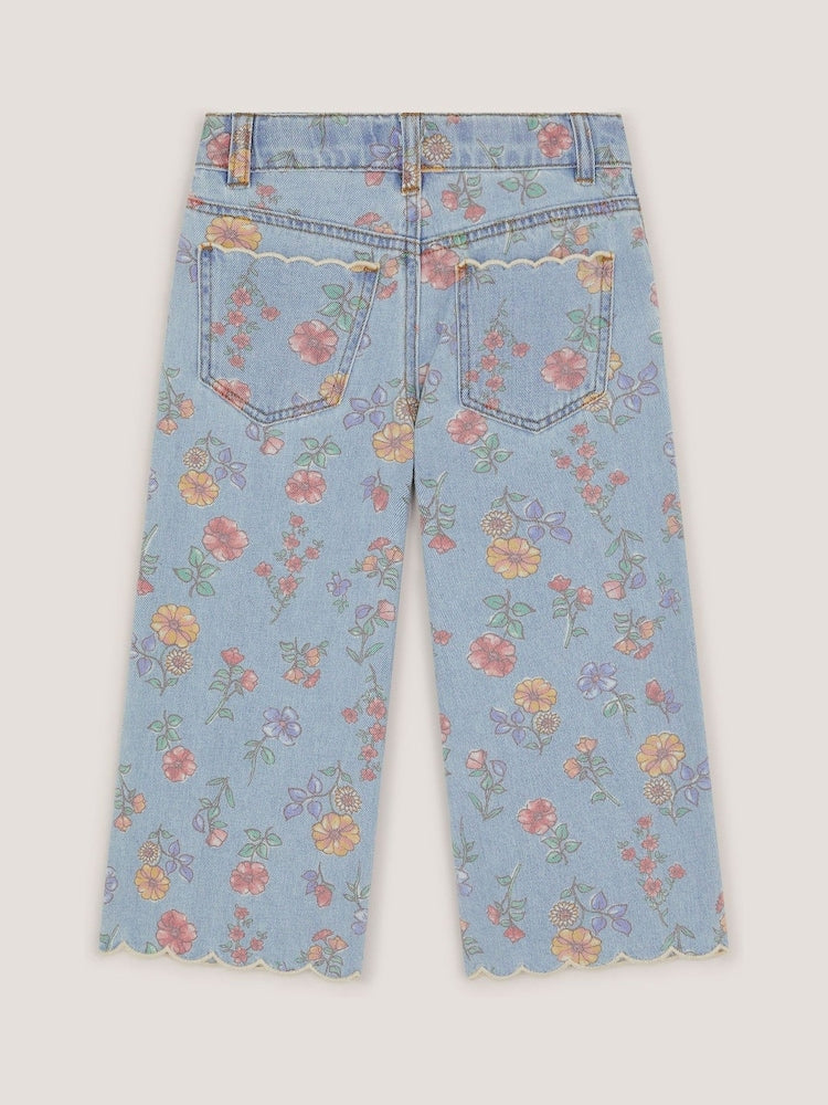 Monsoon Blue Floral Scallop Trim Jeans
