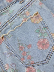 Monsoon Blue Floral Scallop Trim Jeans - Size 3 Years (98cm)