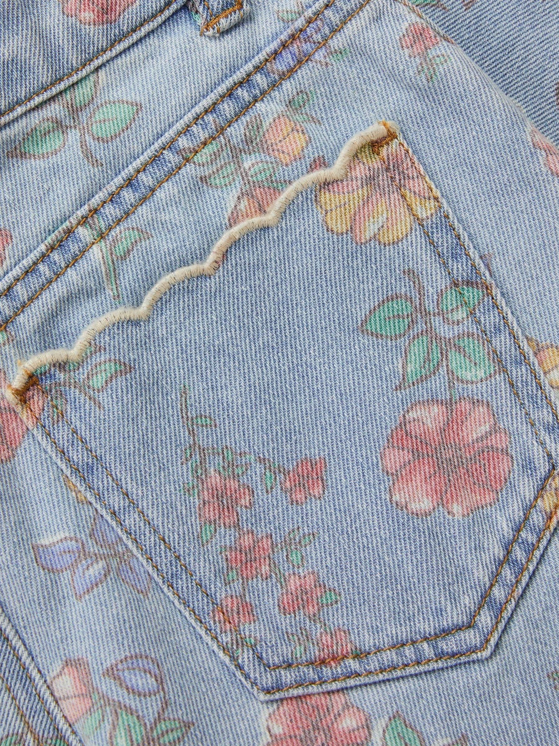 Monsoon Blue Floral Scallop Trim Jeans - Size 3 Years (98cm)