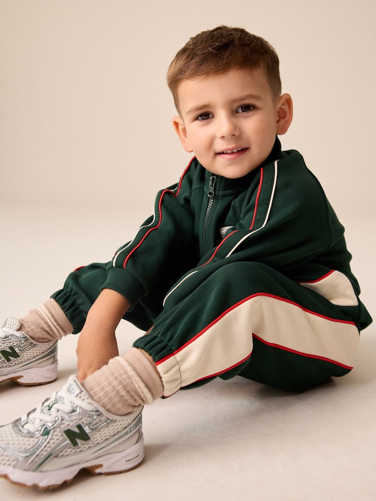Green/White Half Zip Top and Joggers Set (3mths-7yrs)