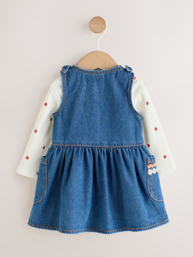 Denim Embroidered Pinafore and