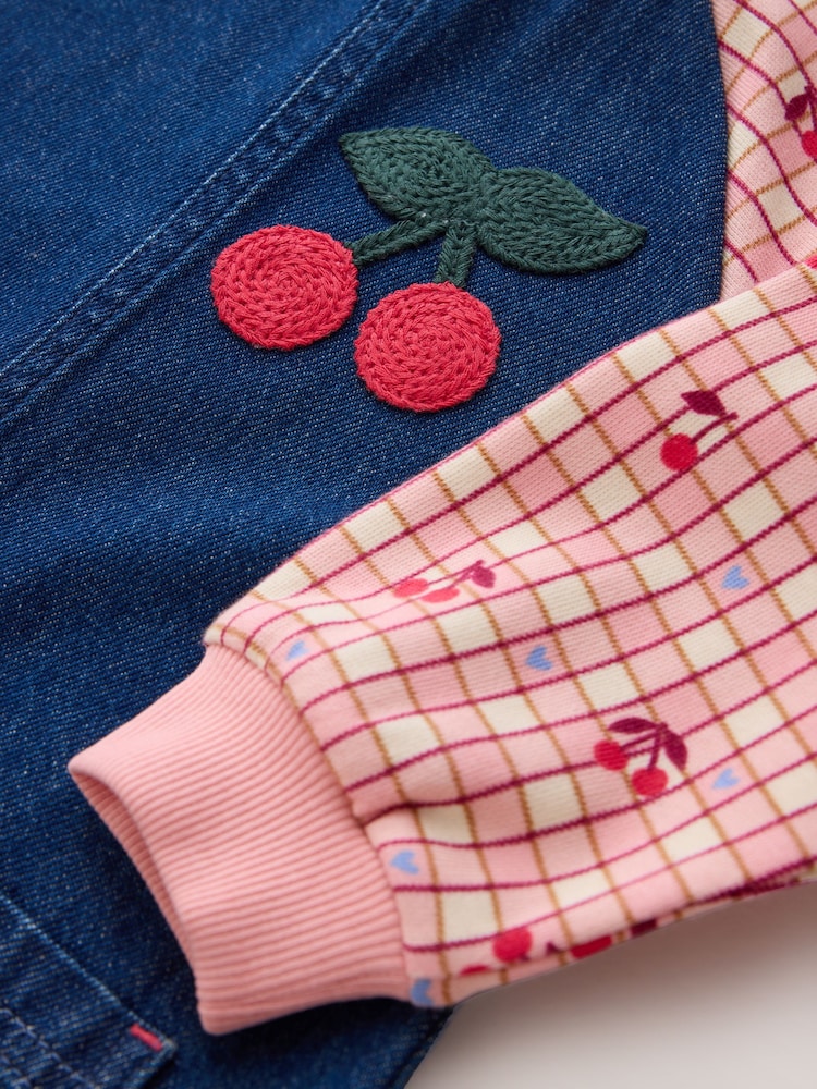 Cherry Print Raglan Denim