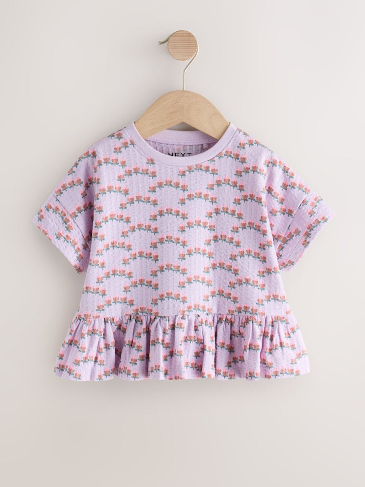 Purple Short Sleeve Peplum T-Shirt (3mths-7yrs)