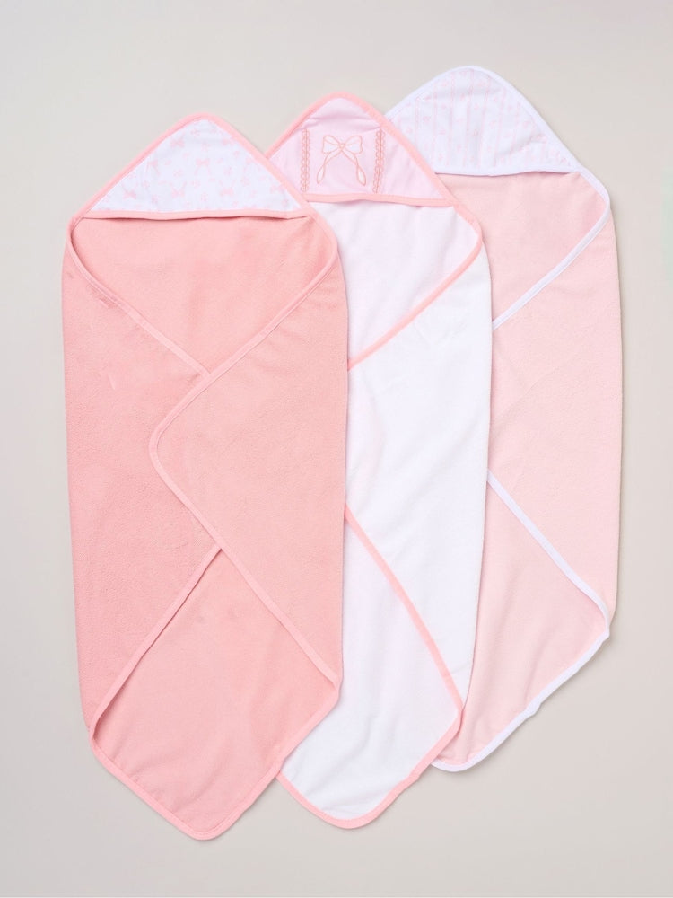 Rock-A-Bye Baby Boutique Pink Hooded Towels And Wash Cloth Set 3 Pack