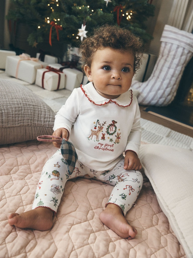 White My First Christmas Top and Leggings Baby Set (0-18mths) - White / 12 - 18 Months (80 - 86cm)
