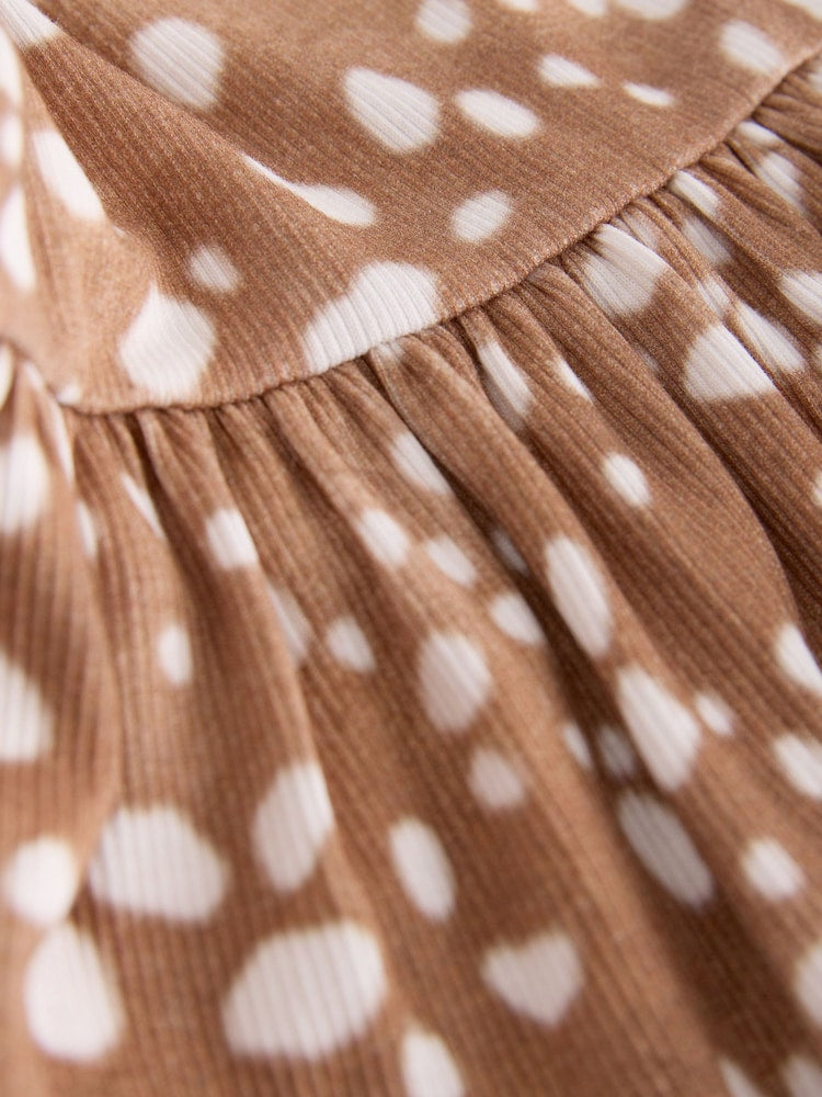 Brown Deer Long Sleeve Ribbed Dress (3mths-7yrs)