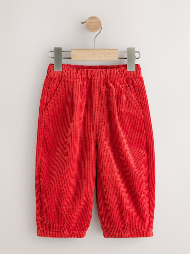 Red Wide Fit Textured Corduroy Pull On Trousers (3mths-7yrs)
