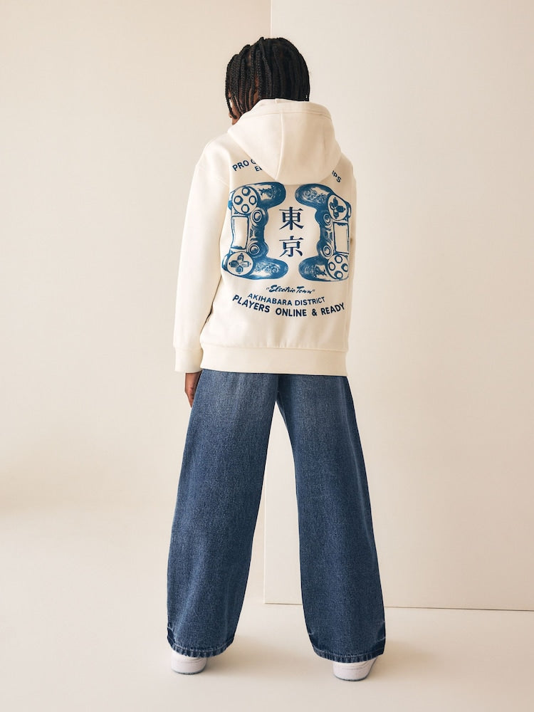 Dark Blue Wide Fit Pull On Jeans (3-16yrs)