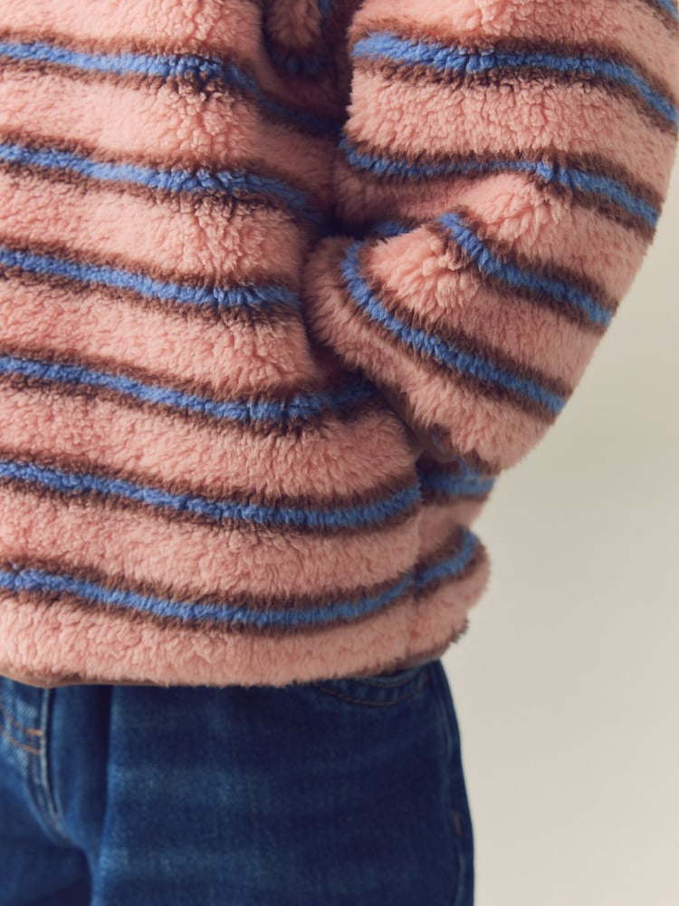 Blue Pink Stripe Half Zip Fleece (3mths-7yrs)