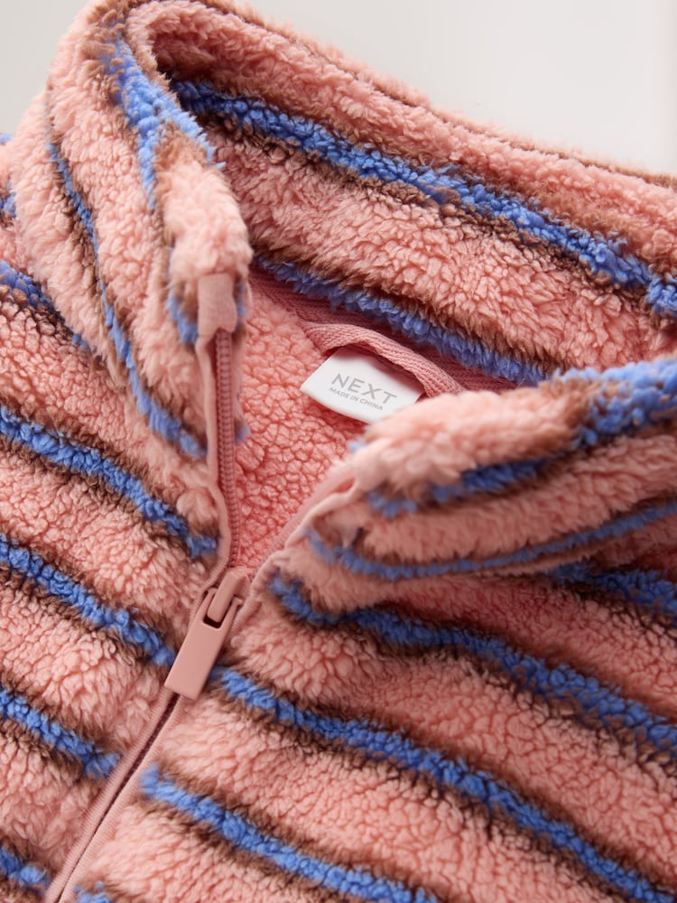 Blue Pink Stripe Half Zip Fleece (3mths-7yrs)