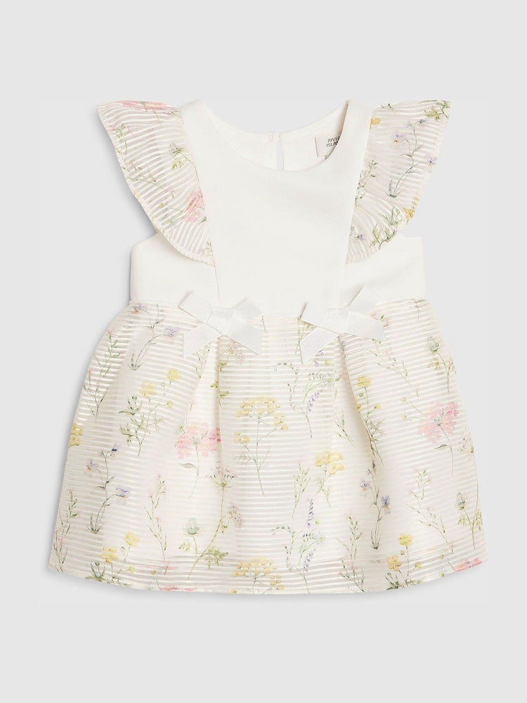 River Island White Floral Burnout Mesh Dress