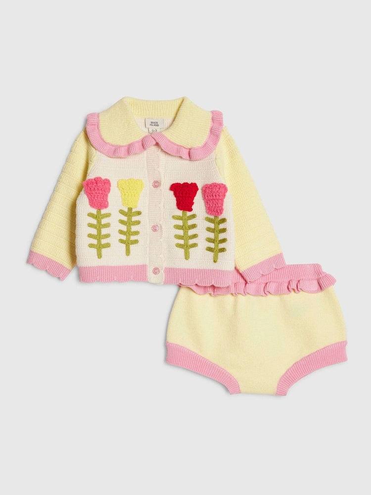 River Island Yellow Tulip Knitted Bloomer Set