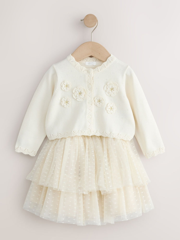 Ecru White Party Occasion Skirt Set (3mths-10yrs)