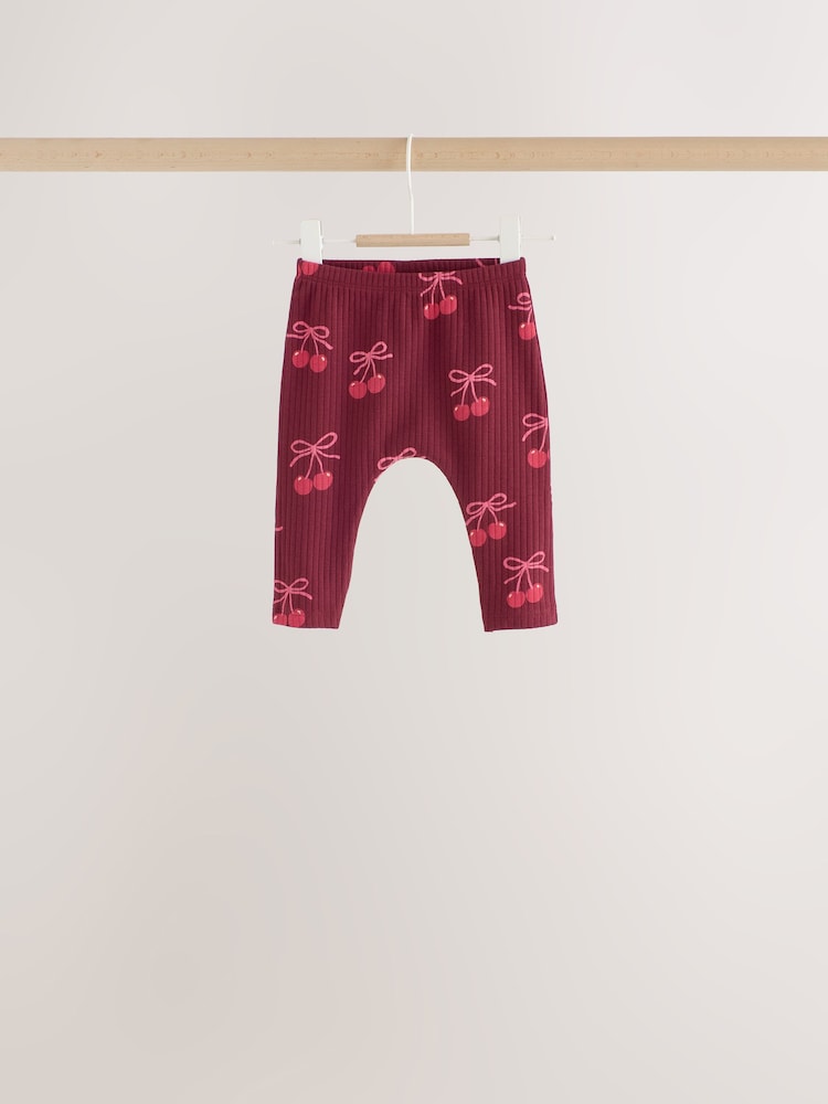 Burgundy Red Bow Baby Long Sleeve Top And Leggings 6 Piece Set (0mths-2yrs)