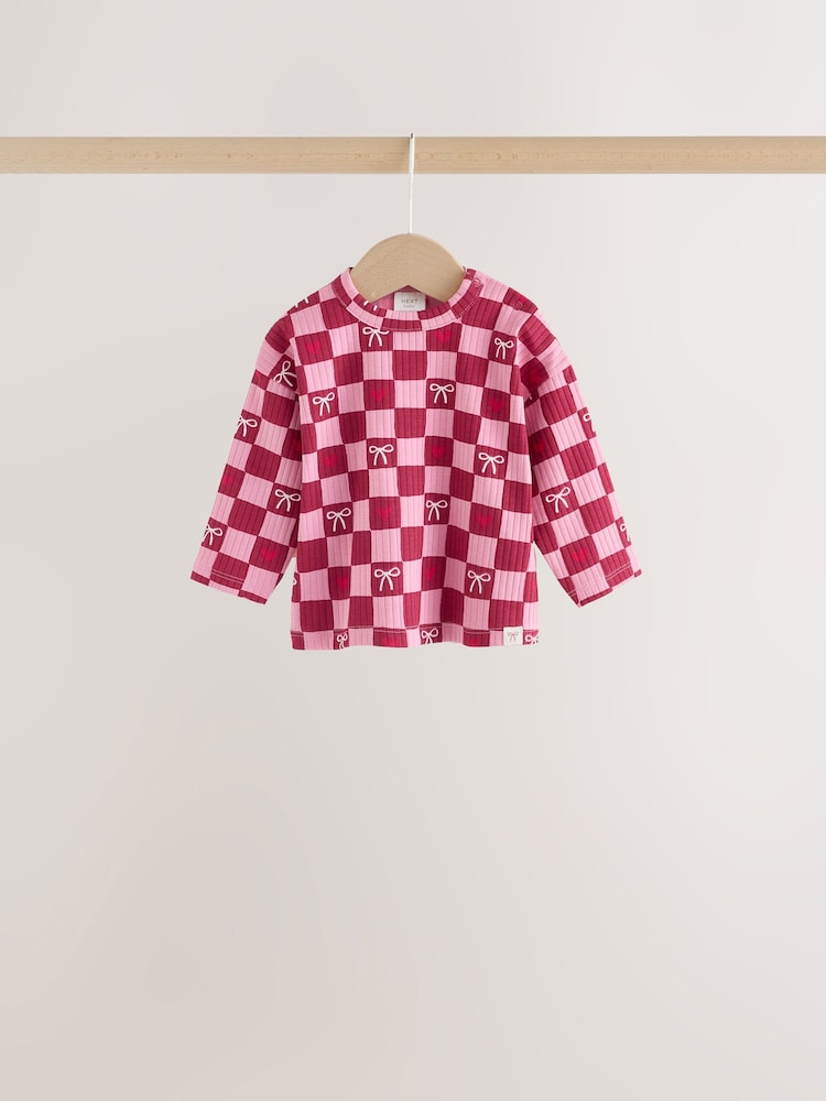 Burgundy Red Bow Baby Long Sleeve Top And Leggings 6 Piece Set (0mths-2yrs)