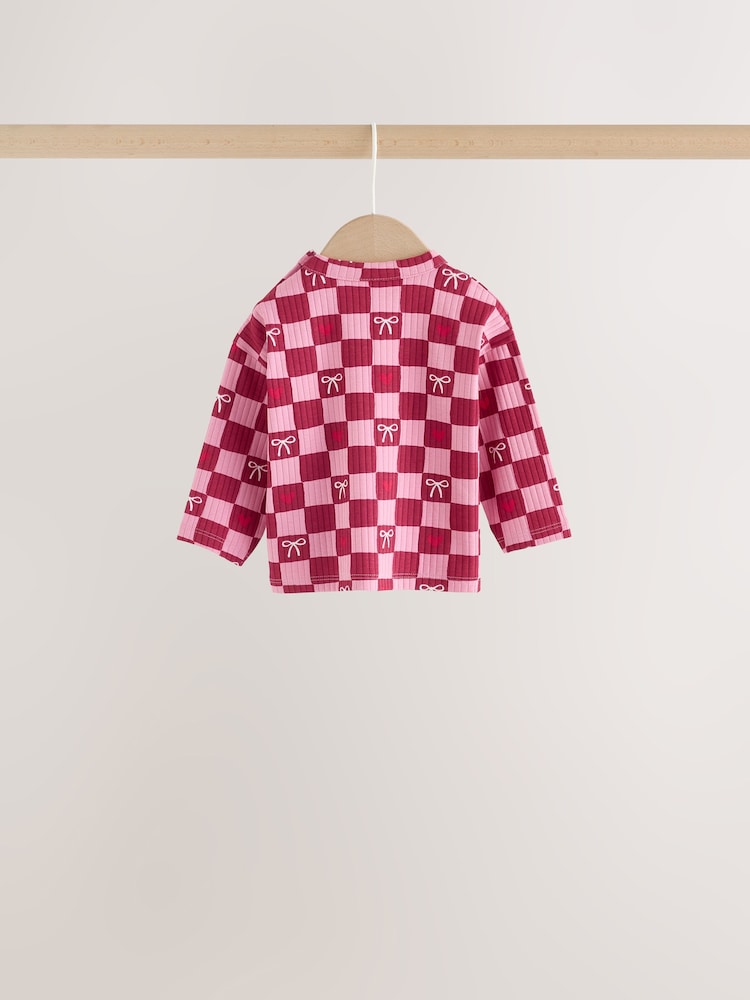 Burgundy Red Bow Baby Long Sleeve Top And Leggings 6 Piece Set (0mths-2yrs)