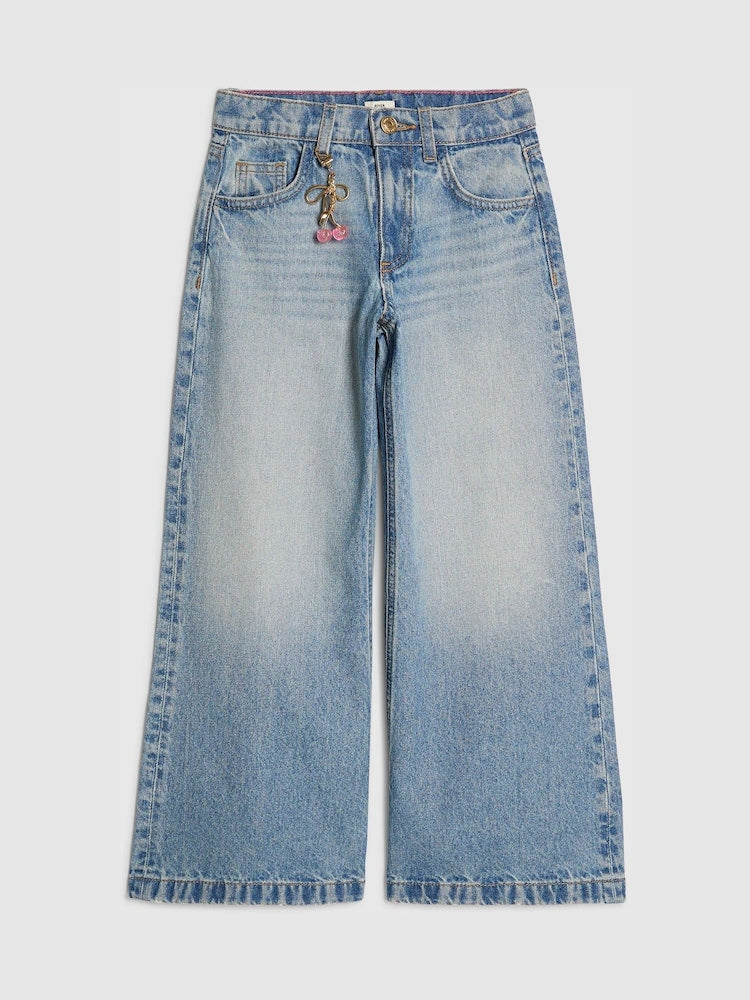 River Island Blue Wide Fit Light Wash Jeans