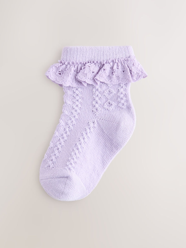 Pink and Blue Lace Baby Socks 7 Pack