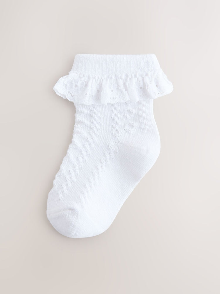 Pink and Blue Lace Baby Socks 7 Pack