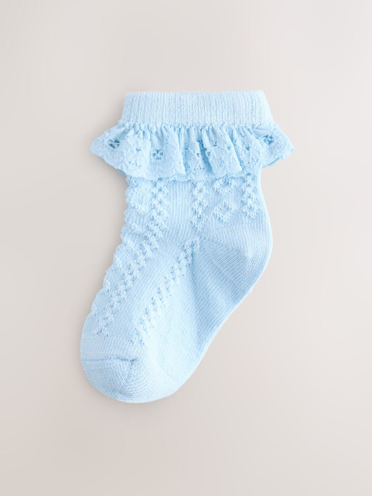 Pink and Blue Lace Baby Socks 7 Pack