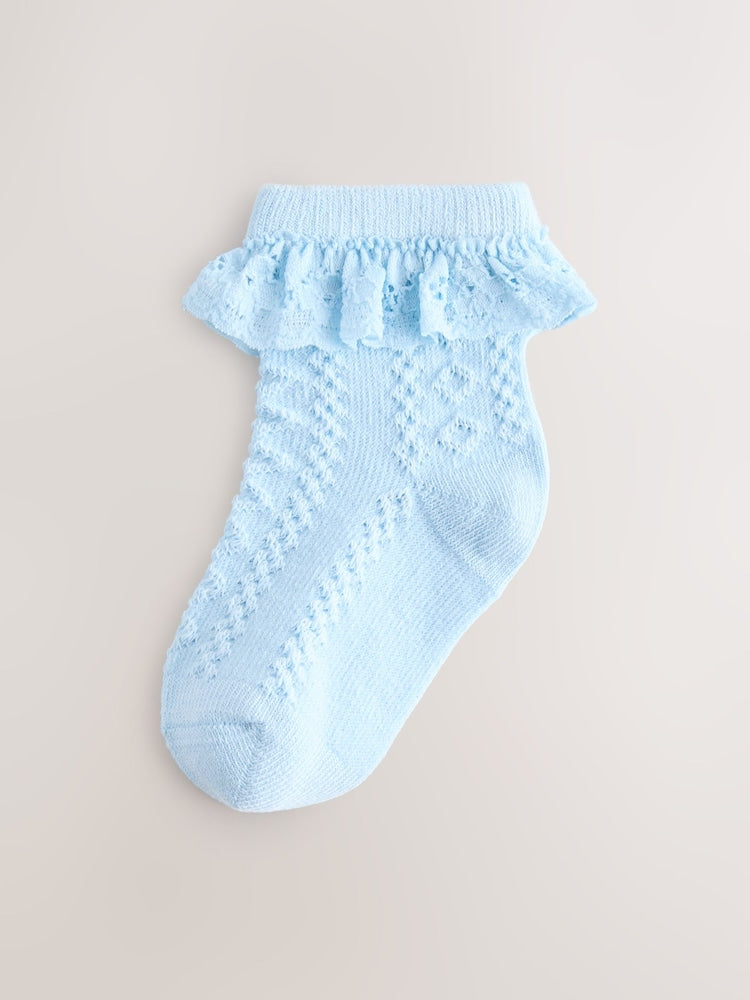 Pink and Blue Lace Baby Socks 7 Pack