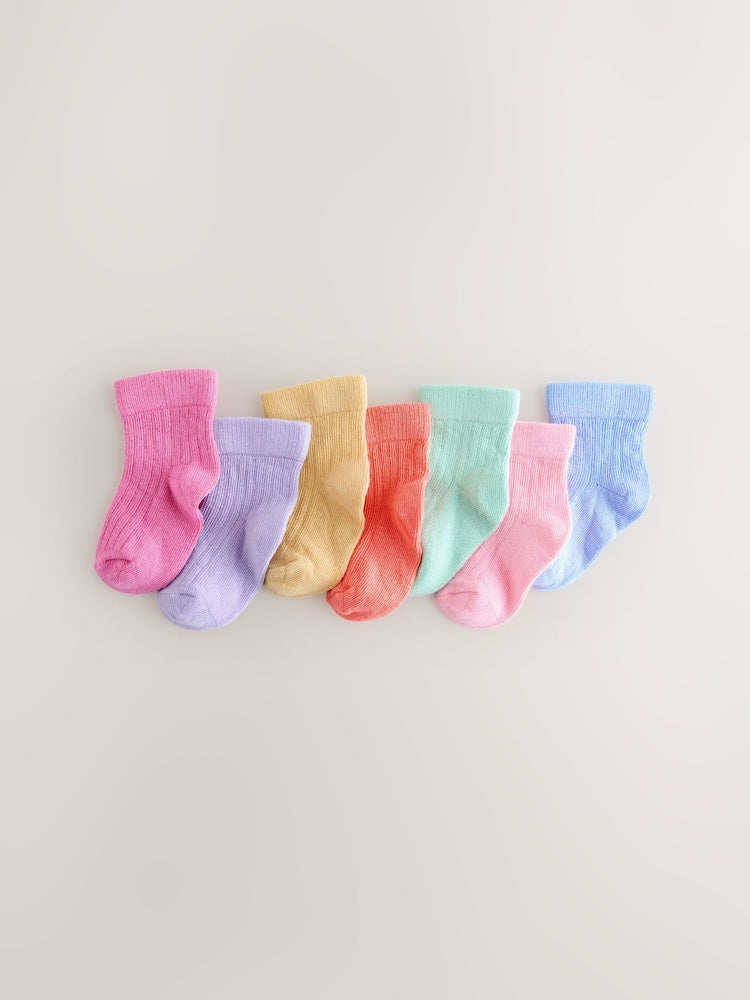 Bright Baby Socks 7 Pack - Size 50cm (First Size) - Bright