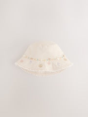 Cream Beaded Chain Bucket Hat (3-16yrs) - Size 3-4 Years (98-104cm)