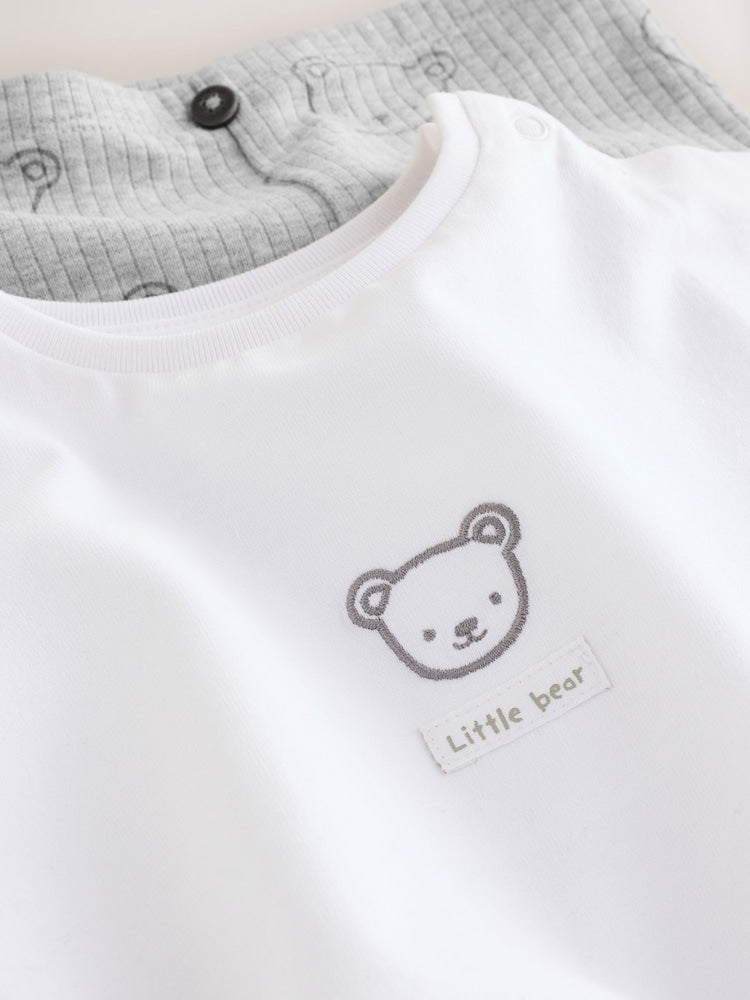 White/Grey Delicate Bear Top and Legging Baby Set (0mths-2yrs)